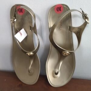 Michael Kors Metallic Gold Lillie Jelly Thong Sandal